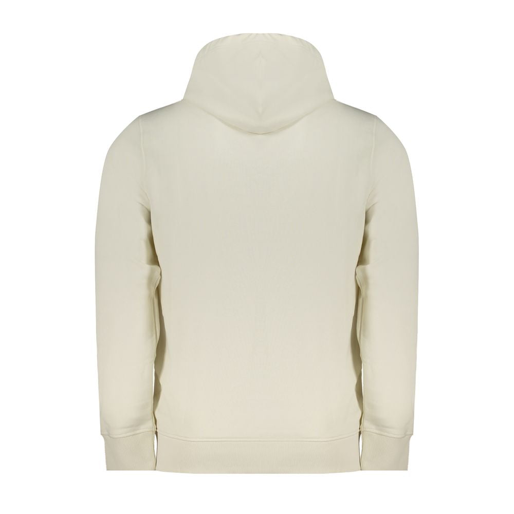 White Cotton Men SweaterElevate your loungewear with the unparalleled comfort and style of Calvin Klein’s latest offering. This sleek, long-sleeved sweatshirt is designed to turn heads while keeping you cozy. Featuring a snug hood, it’s crafted with a uni