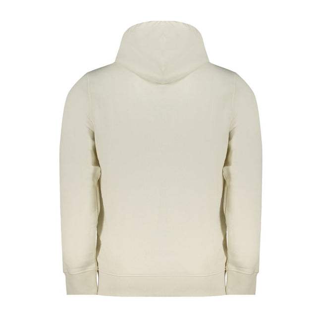 White Cotton Men SweaterElevate your loungewear with the unparalleled comfort and style of Calvin Klein’s latest offering. This sleek, long-sleeved sweatshirt is designed to turn heads while keeping you cozy. Featuring a snug hood, it’s crafted with a uni