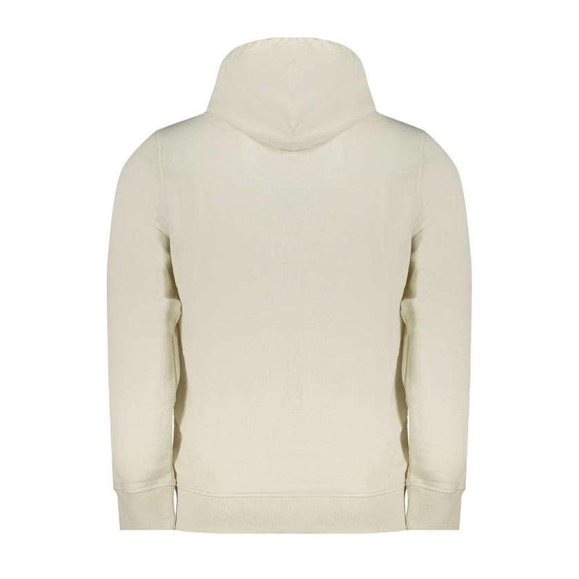 White Cotton Men SweaterElevate your loungewear with the unparalleled comfort and style of Calvin Klein’s latest offering. This sleek, long-sleeved sweatshirt is designed to turn heads while keeping you cozy. Featuring a snug hood, it’s crafted with a uni