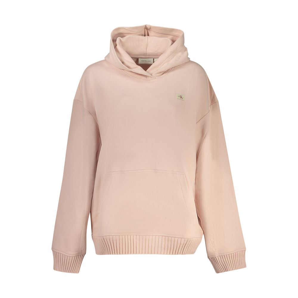 Pink Cotton Women SweaterElevate your loungewear with the chic sophistication of Calvin Klein. This pink, long-sleeved hooded sweatshirt is the epitome of casual elegance combined with comfort. Crafted from a cozy blend of cotton and elastane, it features