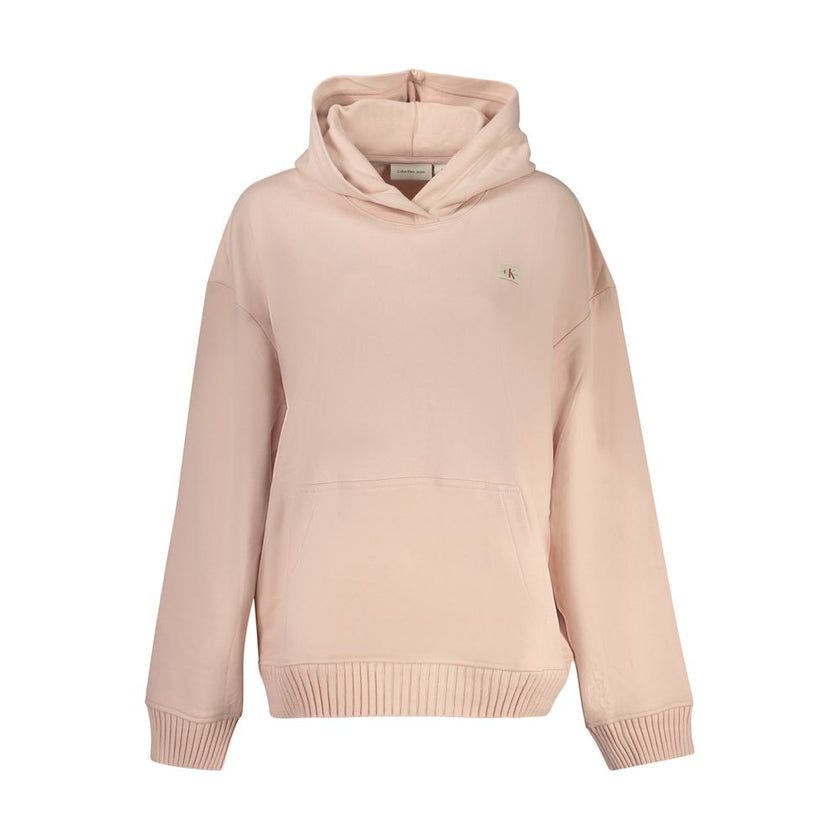 Pink Cotton Women SweaterElevate your loungewear with the chic sophistication of Calvin Klein. This pink, long-sleeved hooded sweatshirt is the epitome of casual elegance combined with comfort. Crafted from a cozy blend of cotton and elastane, it features