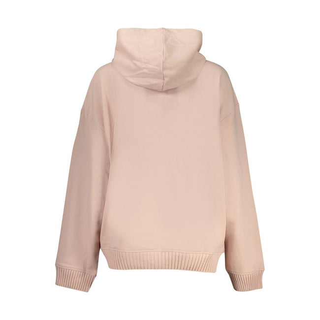Pink Cotton Women SweaterElevate your loungewear with the chic sophistication of Calvin Klein. This pink, long-sleeved hooded sweatshirt is the epitome of casual elegance combined with comfort. Crafted from a cozy blend of cotton and elastane, it features