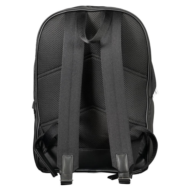 Black Polyester BackpackBACKPACK WITH 1 HANDLE, ADJUSTABLE SHOULDER STRAPS, 1 EXTERNAL POCKET, 1 REMOVABLE COIN PURSE, 1 INTERNAL POCKET, INTERNAL LAPTOP SPACES, PEN HOLDER, CONTRASTING DETAILS, ZIP CLOSURE, LOGO, 50% REPREVE RECYCLED POLYESTERBlack Polye