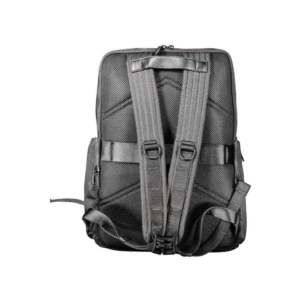 Black Polyester BackpackBACKPACK WITH 1 HANDLE, ADJUSTABLE SHOULDER STRAPS, 1 EXTERNAL POCKET, 2 EXTERNAL SIDE POCKETS, 1 LAPTOP COMPARTMENT, ANOTHER COMPARTMENT, 3 INTERNAL POCKETS, INTERNAL PEN HOLDER SPACES, CONTRASTING DETAILS, ZIP CLOSURE, LOGO, 95%