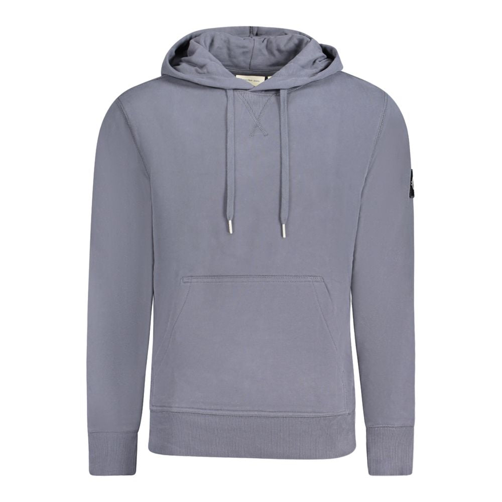 Blue Cotton Men SweaterElevate your wardrobe with the Calvin Klein essence of laid-back luxury. This long-sleeved, hooded sweatshirt is a masterclass in casual-cool. Crafted with 95% regenerative cotton for an environmentally conscious touch, it features