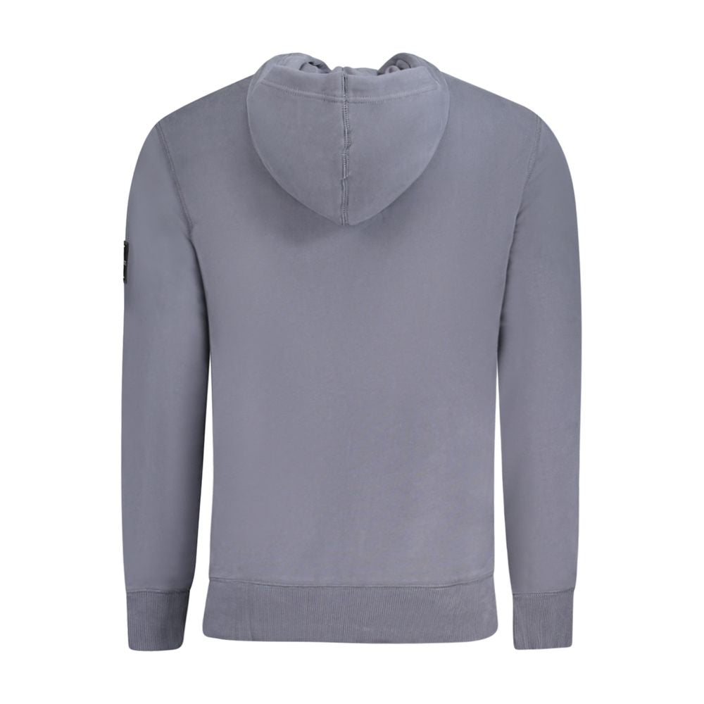 Blue Cotton Men SweaterElevate your wardrobe with the Calvin Klein essence of laid-back luxury. This long-sleeved, hooded sweatshirt is a masterclass in casual-cool. Crafted with 95% regenerative cotton for an environmentally conscious touch, it features