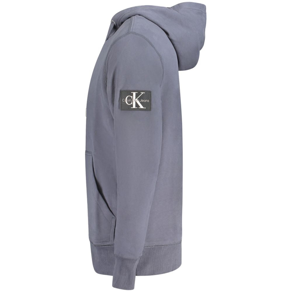 Blue Cotton Men SweaterElevate your wardrobe with the Calvin Klein essence of laid-back luxury. This long-sleeved, hooded sweatshirt is a masterclass in casual-cool. Crafted with 95% regenerative cotton for an environmentally conscious touch, it features