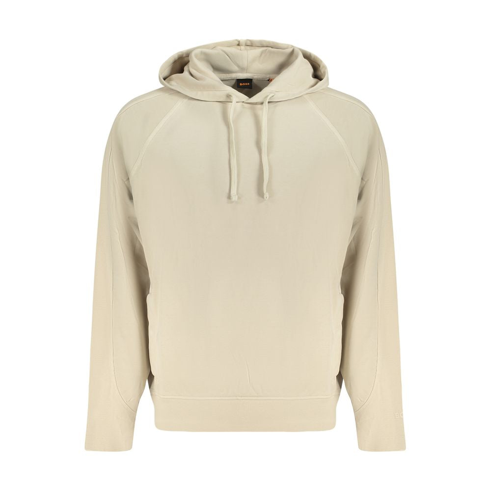 Beige Cotton Men HoodieDive into the epitome of contemporary chic with this Hugo Boss hoodie. Manifesting unparalleled style, it features luxurious double fabric construction, with two cozy pockets for ultimate convenience. Meticulously detailed with cont