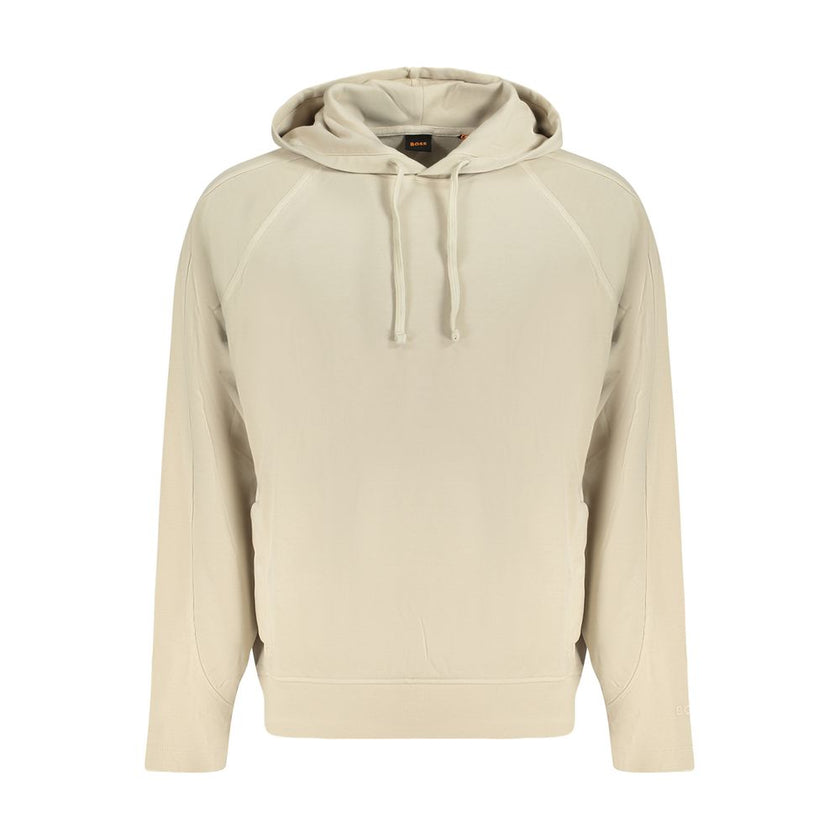 Beige Cotton Men HoodieDive into the epitome of contemporary chic with this Hugo Boss hoodie. Manifesting unparalleled style, it features luxurious double fabric construction, with two cozy pockets for ultimate convenience. Meticulously detailed with cont