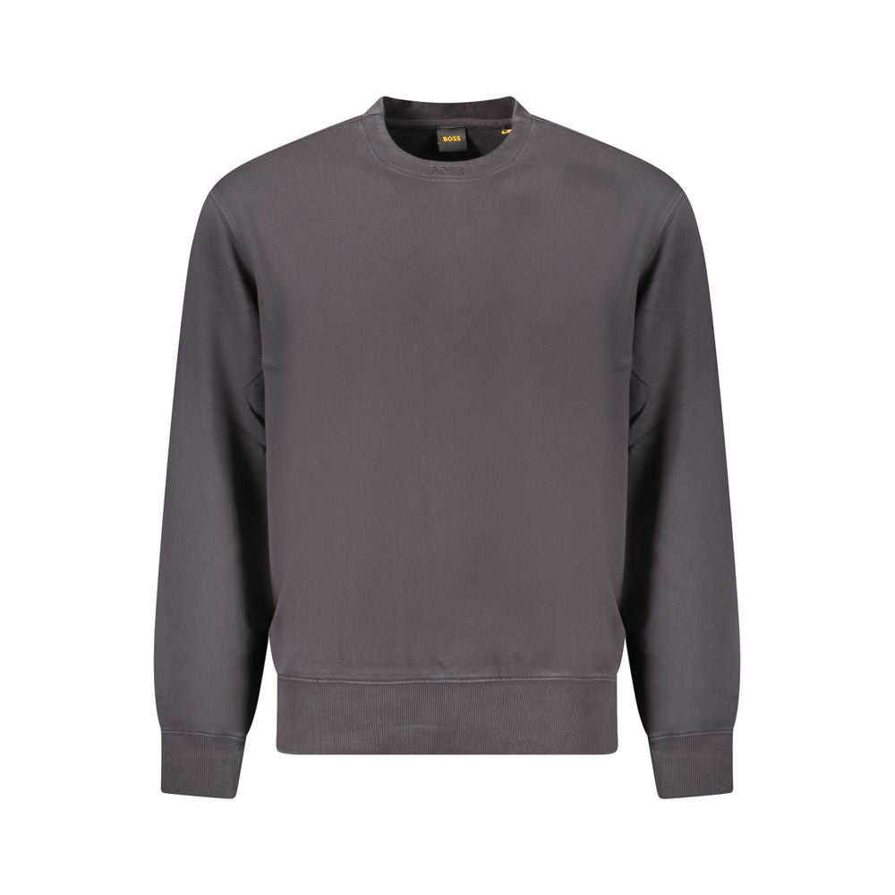 Black Cotton Men SweaterExperience the epitome of sleek sophistication with this Hugo Boss sweatshirt, crafted to perfection with organic cotton. This black, long-sleeve piece blends casual comfort with a brushed texture for an upscale loungewear vibe. Ad