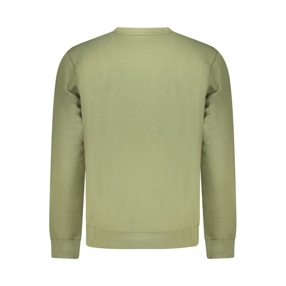 Green Cotton Men SweaterExperience the fusion of comfort and luxury with the Hugo Boss Long Sleeve Sweatshirt. This brushed crew neck piece is the epitome of effortless style, boasting an embroidered logo that instantly elevates your look. Ideal for those