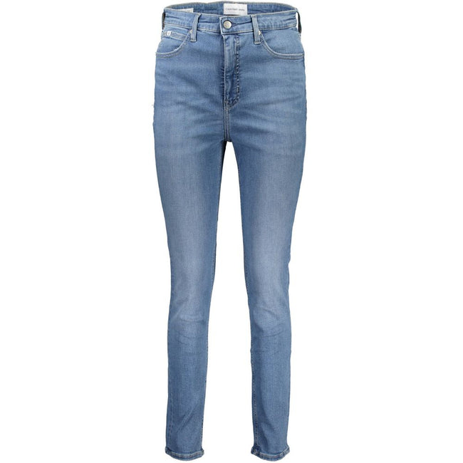 Blue Cotton Women JeansElevate your denim collection with these immaculately crafted Calvin Klein skinny jeans. A seamless blend of sustainability and style, these jeans pride themselves on their eco-friendly twist, featuring 20% recycled cotton. The clas