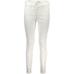 White Cotton Women JeansStep into sophistication with these pristine white Calvin Klein skinny jeans, designed for the modern fashion connoisseur. Crafted from a premium blend that ensures both comfort and durability, these jeans are a testament to timele