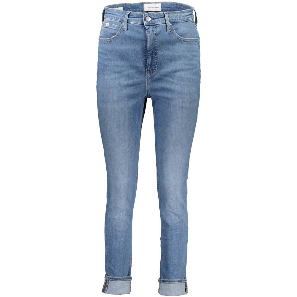Blue Cotton Women JeansElevate your denim collection with these immaculately crafted Calvin Klein skinny jeans. A seamless blend of sustainability and style, these jeans pride themselves on their eco-friendly twist, featuring 20% recycled cotton. The clas