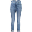Blue Cotton Women JeansElevate your denim collection with these immaculately crafted Calvin Klein skinny jeans. A seamless blend of sustainability and style, these jeans pride themselves on their eco-friendly twist, featuring 20% recycled cotton. The clas