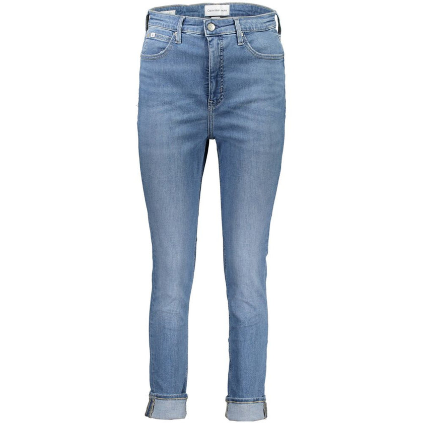 Blue Cotton Women JeansElevate your denim collection with these immaculately crafted Calvin Klein skinny jeans. A seamless blend of sustainability and style, these jeans pride themselves on their eco-friendly twist, featuring 20% recycled cotton. The clas