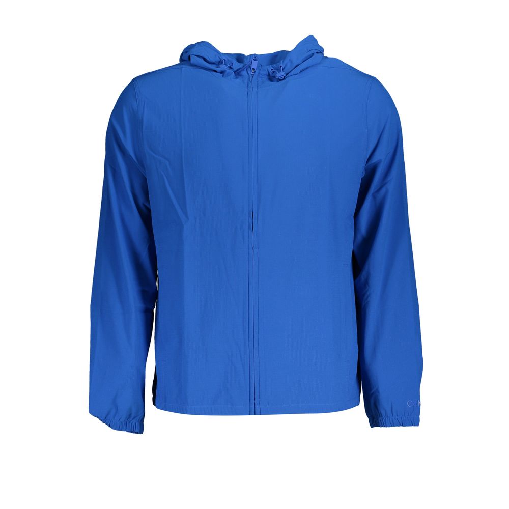Blue Polyester Men's Sport JacketEmbrace the blend of performance and style with the Calvin Klein Sports Jacket. Tailored for the modern man who demands both functionality and fashion, this jacket features a sleek hood, dual pockets, and an unmissable Cal