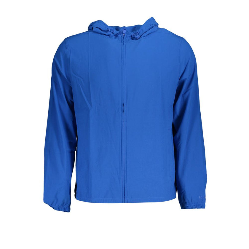 Blue Polyester Men's Sport JacketEmbrace the blend of performance and style with the Calvin Klein Sports Jacket. Tailored for the modern man who demands both functionality and fashion, this jacket features a sleek hood, dual pockets, and an unmissable Cal