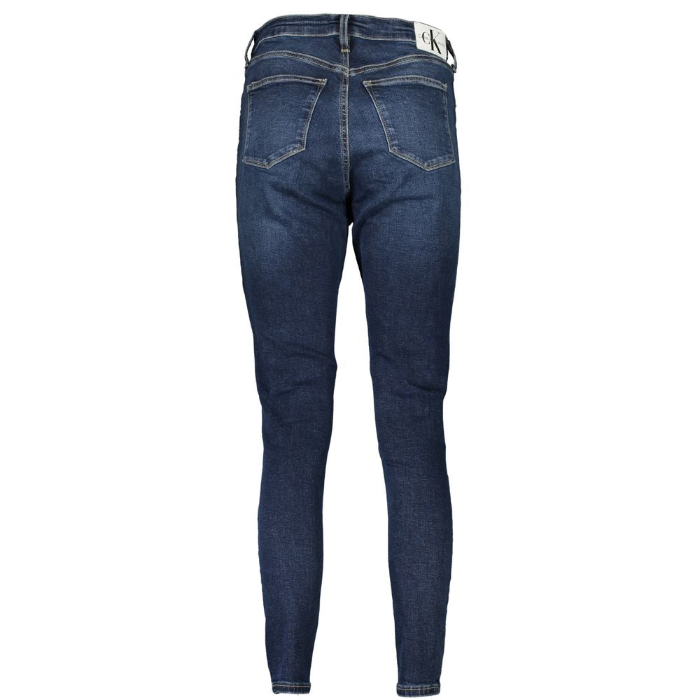 Blue Cotton Women's Skinny Ankle JeanElevate your denim game with these Calvin Klein high-rise super skinny ankle jeans. Meticulously crafted for the fashion-forward, these figure-hugging jeans fuse sustainability with style, featuring 20% recycled cotton