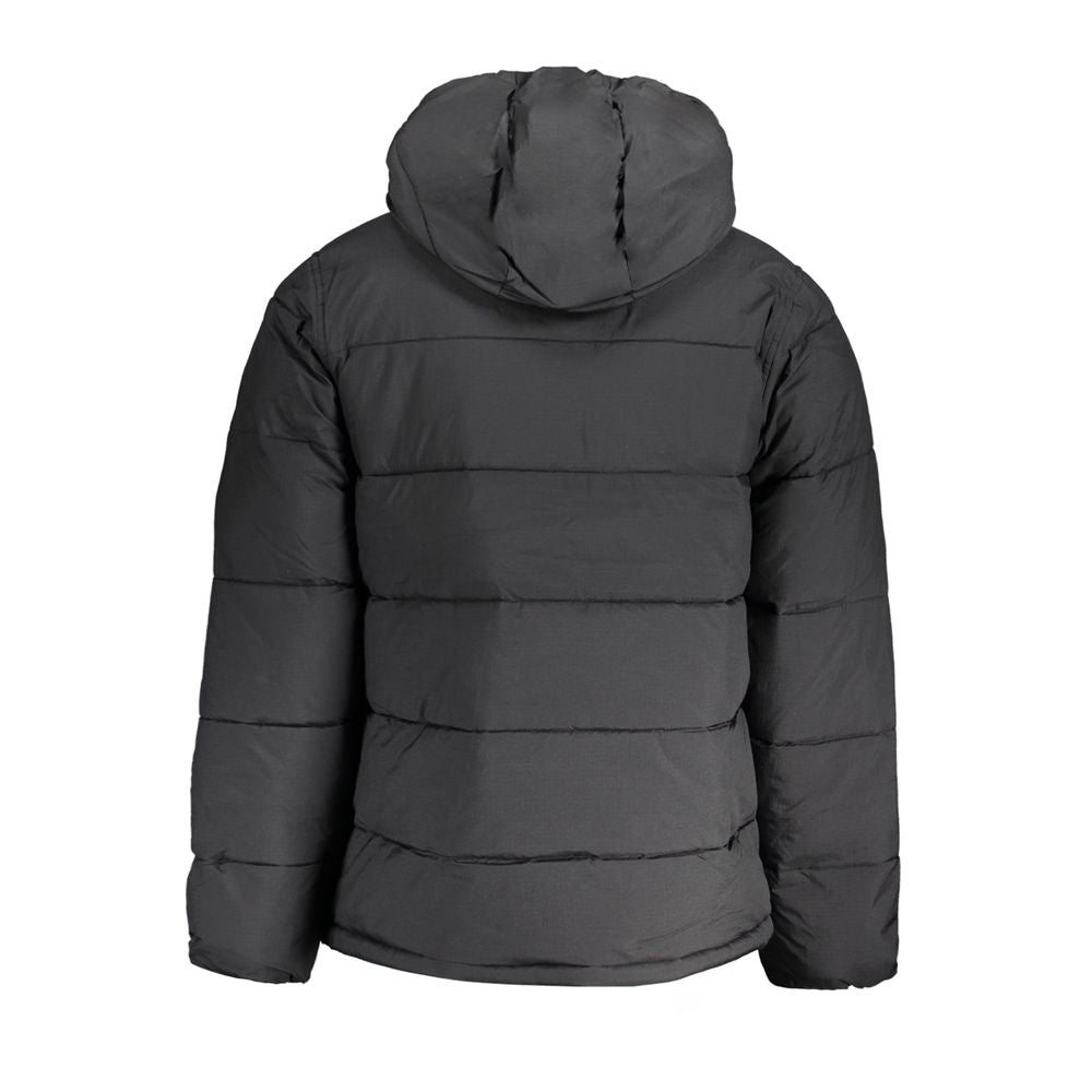 Black Nylon Men JacketElevate your outerwear collection with the audacious charm of Calvin Klein. This sleek long sleeve jacket, complete with a practical hood and contrasting details, epitomizes style with functionality. Designed for the modern trendsett