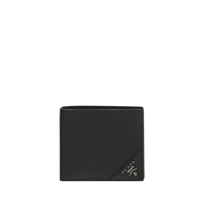 Black Calf Leather Bos Taurus WalletPrada’s Leather Wallet is a stylish and functional accessory with a classic billfold design. Featuring a contrasting logo plaque on the front, it offers card slots and a billfold compartment, ensuring practical and neat