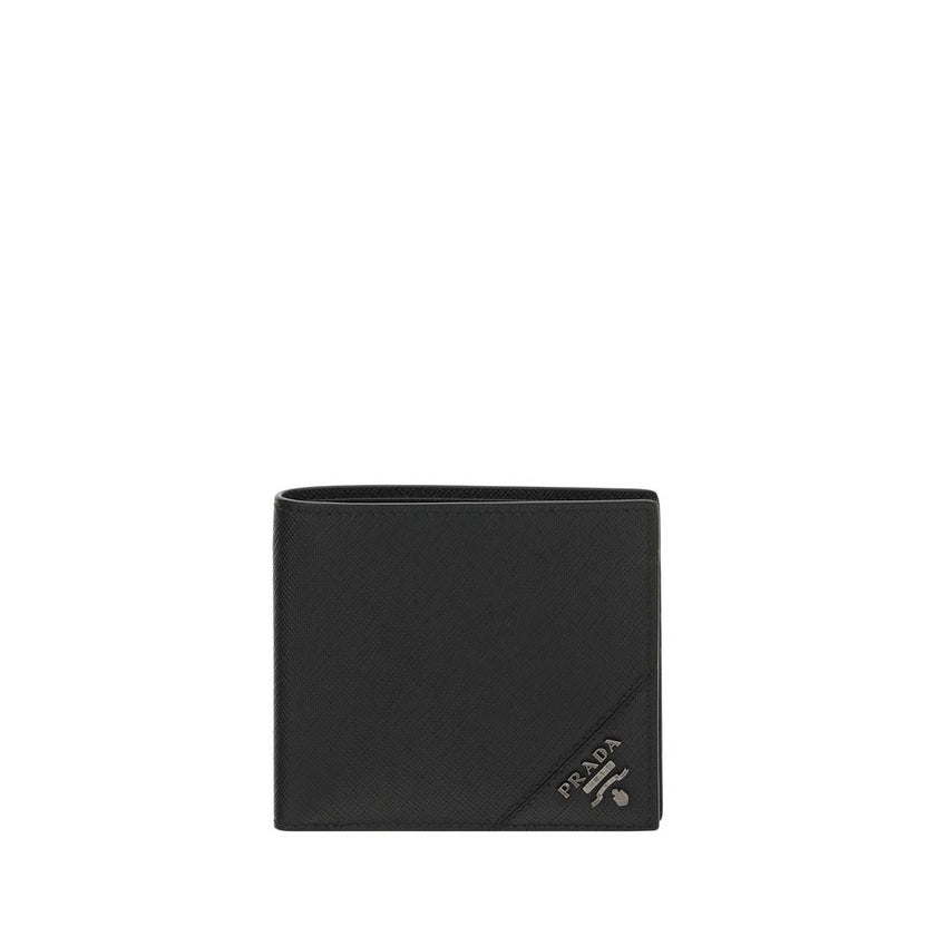 Black Calf Leather Bos Taurus WalletPrada’s Leather Wallet is a stylish and functional accessory with a classic billfold design. Featuring a contrasting logo plaque on the front, it offers card slots and a billfold compartment, ensuring practical and neat
