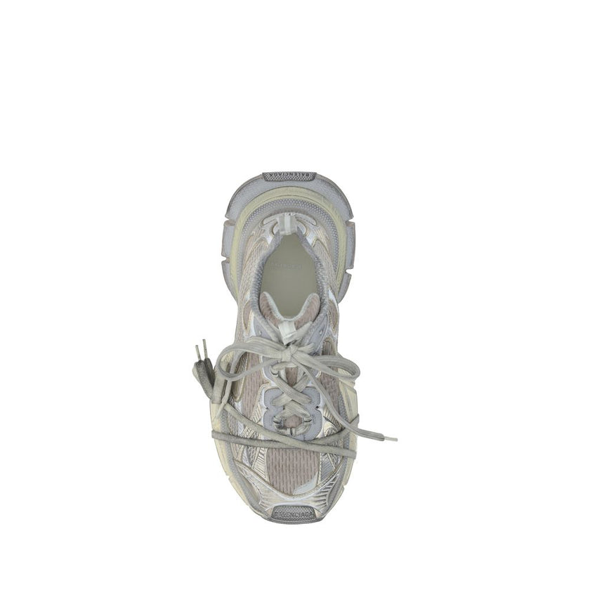 Gray Polyester Athletic Sneakers3XL Sneakers by Balenciaga, front closure via multiple laces, mesh panels made of mesh, chunky textured rubber sole at heel, logo on sole and insole, double tongue closure, logo insole, reflective details, oversize design.