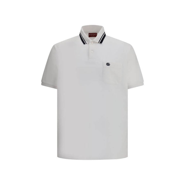 Logoed Polo ShirtCotton Polo Shirt by Gucci, perfect for a casual yet detail-oriented style. It features a classic collar with contrasting piping, buttons on the front and a logoed welt pocket applied to the chest. Side slits provide added comfort and fre