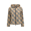 Beige Polyester Shell JacketBurberry’s waterproof Jacket combines functionality with iconic style. Equipped with an adjustable drawstring hood, it features the famous Archivio Check pattern that recalls the brand’s heritage. The front zipper closure and t