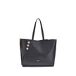 Black Calf Leather Bos Taurus Shoulder BagBalmain’s Emblème leather Tote Bag has a structured and elegant design. Equipped with two flat top handles, it features a trompe-l’œil magnetic button closure, enriched with three decorative gold metal 