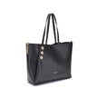 Black Calf Leather Bos Taurus Shoulder BagBalmain’s Emblème leather Tote Bag has a structured and elegant design. Equipped with two flat top handles, it features a trompe-l’œil magnetic button closure, enriched with three decorative gold metal 