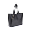 Black Calf Leather Bos Taurus Shoulder BagBalmain’s Emblème leather Tote Bag has a structured and elegant design. Equipped with two flat top handles, it features a trompe-l’œil magnetic button closure, enriched with three decorative gold metal 