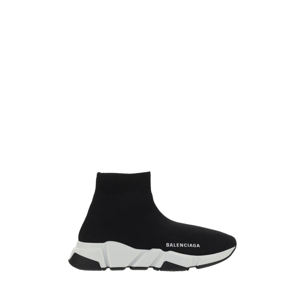 Black Polyester Athletic SneakersSpeed Sneakers by Balenciaga, featuring an elongated toe, a ribbed ankle detail, a sock design, a logo to the side and a textured sole. Season: AW25 Composition: 92% Polyester 8% Elastane MADE IN ITALYBlack Polyester Athle