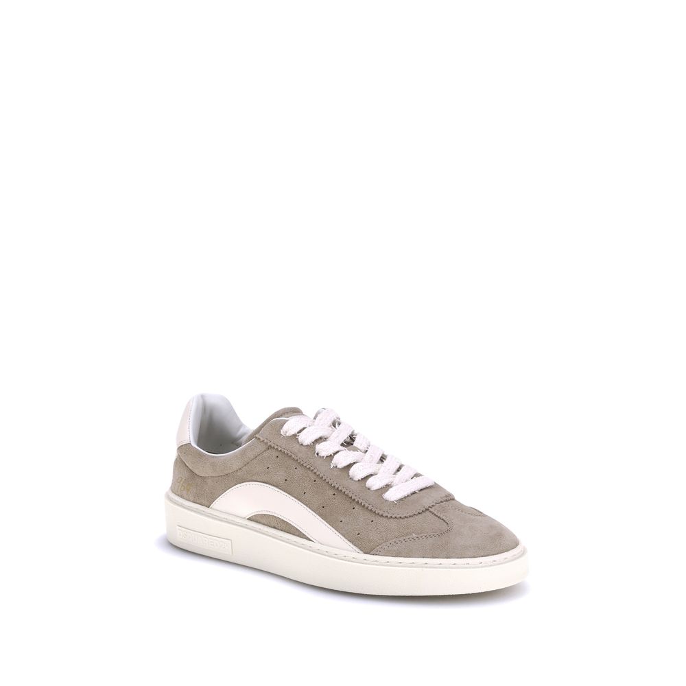 Beige Calf Leather Bos Taurus Low Top SneakersThe Suede leather Sneakers by Dsquared2 with a sporty and contemporary design. Featuring a round toe and a front lace-up closure, they ensure a comfortable and adjustable fit. The flat sole ensures stability a