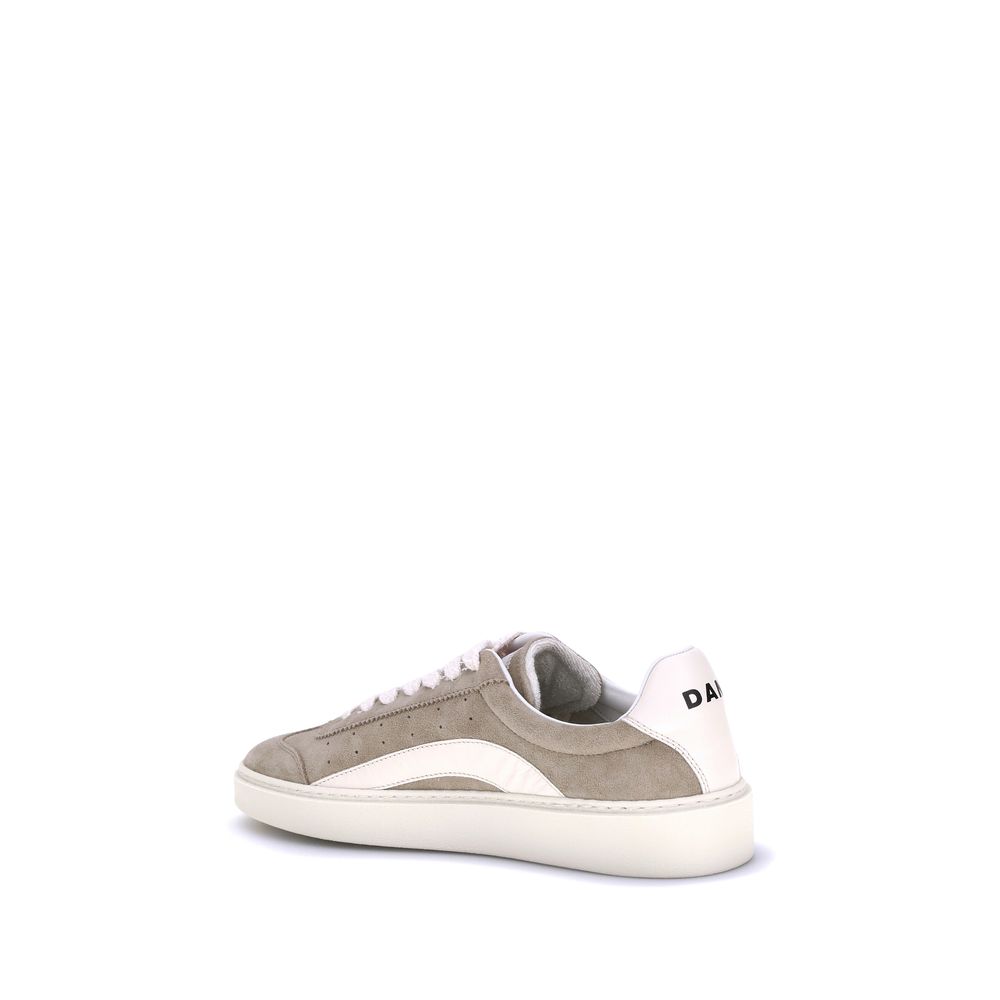 Beige Calf Leather Bos Taurus Low Top SneakersThe Suede leather Sneakers by Dsquared2 with a sporty and contemporary design. Featuring a round toe and a front lace-up closure, they ensure a comfortable and adjustable fit. The flat sole ensures stability a