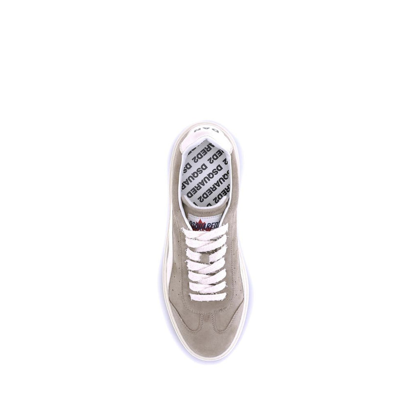 Beige Calf Leather Bos Taurus Low Top SneakersThe Suede leather Sneakers by Dsquared2 with a sporty and contemporary design. Featuring a round toe and a front lace-up closure, they ensure a comfortable and adjustable fit. The flat sole ensures stability a