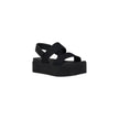 Black Organic Cotton Platform SandalsBrand: Calvin Klein Jeans Gender: Women Type: Sandals Season: Spring/Summer Color: black Fastening: buckle/bow Article code: YW0YW01788 Composition: 60% Organic Cotton Material: Fabric upper synthetic sole Size on Tag: