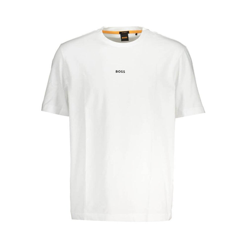 White Cotton T-ShirtSHORT SLEEVE T-SHIRT, RELAXED FIT, CREW NECK, APPLICATION, LOGO, ORGANIC COTTONWhite Cotton T-Shirt${tagsHugo BossAulae White Cotton T-Shirt Hugo BossAulae White Cotton T-Shirt SHORT SLEEVE T-SHIRT, RELAXED FIT, CREW NECK, APPLICATION,