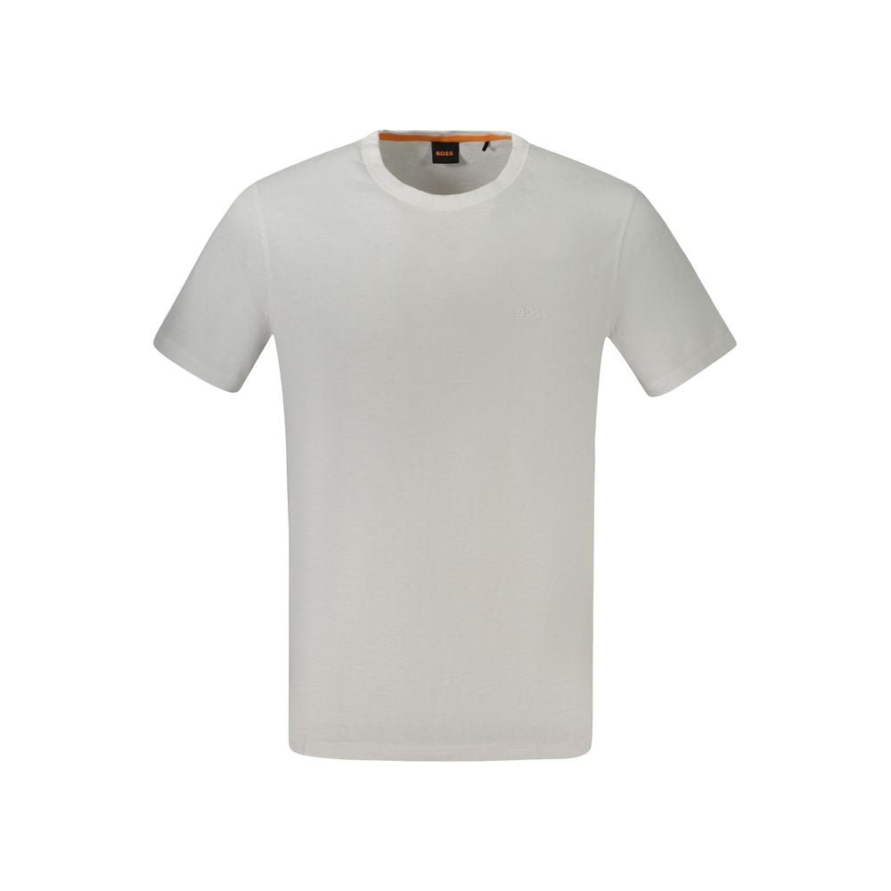 White Cotton T-Shirt with Logo Print