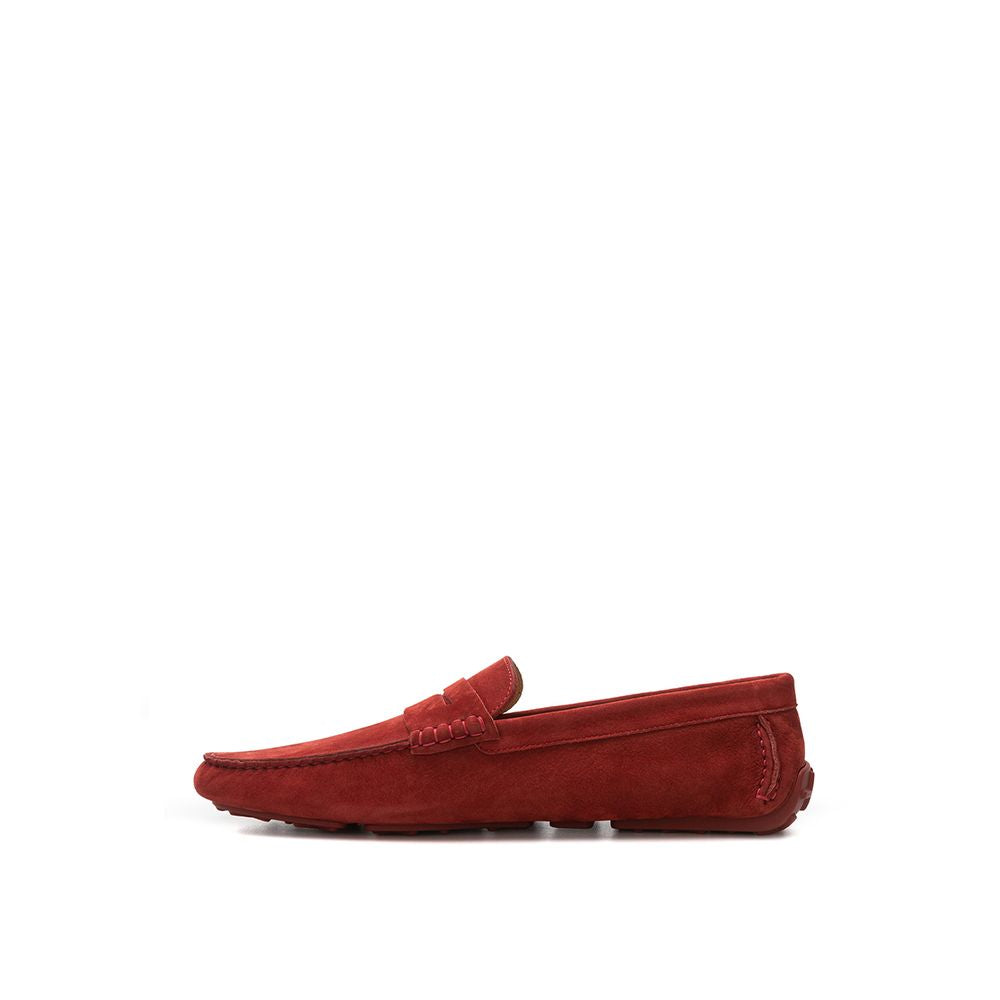 Bordeauxfarbener Leder-Pennyloafer-Mokassin