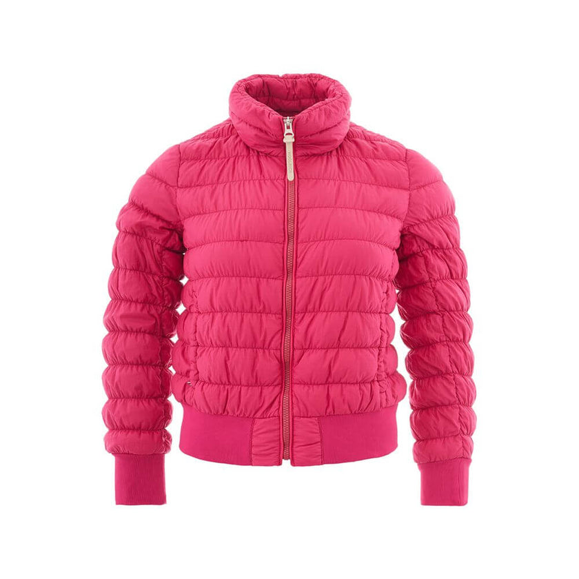 Fuchsia Polyamide BomberWoolrich Mercer bomber jacket in fuchsia pink with central zip fastening with logoed leather puller. Two side pockets with concealed zip fastening, elasticated knit waistband and cuffs, high collar. Composition: 100% Polyamide-Sku