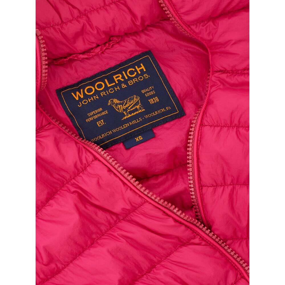 Fuchsia Polyamide BomberWoolrich Mercer bomber jacket in fuchsia pink with central zip fastening with logoed leather puller. Two side pockets with concealed zip fastening, elasticated knit waistband and cuffs, high collar. Composition: 100% Polyamide-Sku