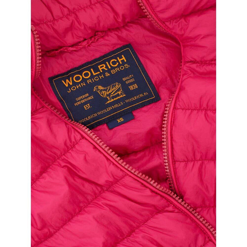 Fuchsia Polyamide BomberWoolrich Mercer bomber jacket in fuchsia pink with central zip fastening with logoed leather puller. Two side pockets with concealed zip fastening, elasticated knit waistband and cuffs, high collar. Composition: 100% Polyamide-Sku