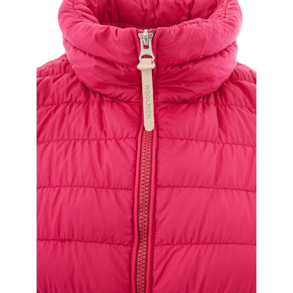 Fuchsia Polyamide BomberWoolrich Mercer bomber jacket in fuchsia pink with central zip fastening with logoed leather puller. Two side pockets with concealed zip fastening, elasticated knit waistband and cuffs, high collar. Composition: 100% Polyamide-Sku