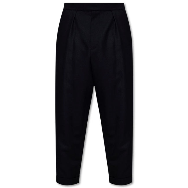 Black Cotton Men TrousersEmbark on a journey of sheer style and comfort with Balmain’s black cotton trousers. Adorned with striking white side stripes that command attention, these trousers are the epitome of modern elegance. Designed for the man who appr