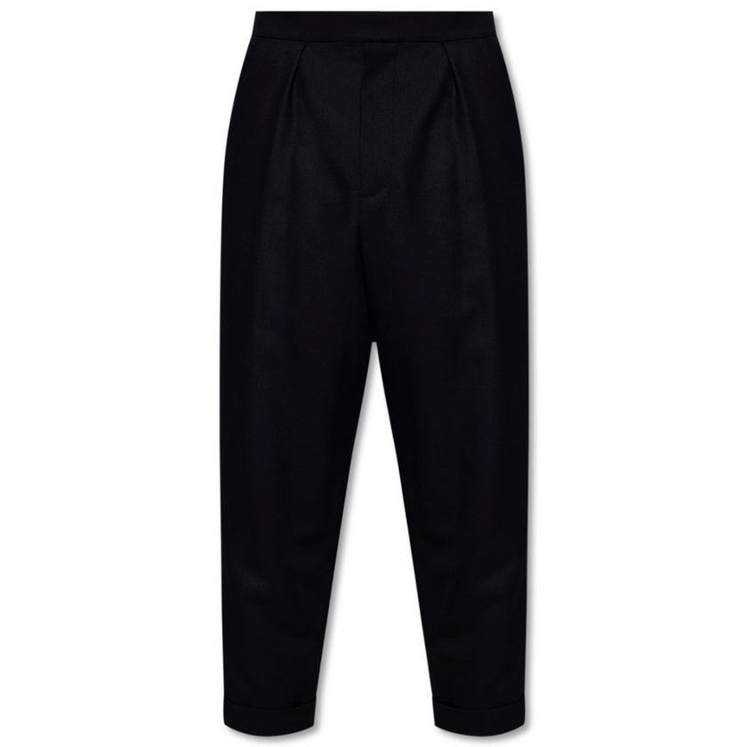 Black Cotton Men TrousersEmbark on a journey of sheer style and comfort with Balmain’s black cotton trousers. Adorned with striking white side stripes that command attention, these trousers are the epitome of modern elegance. Designed for the man who appr