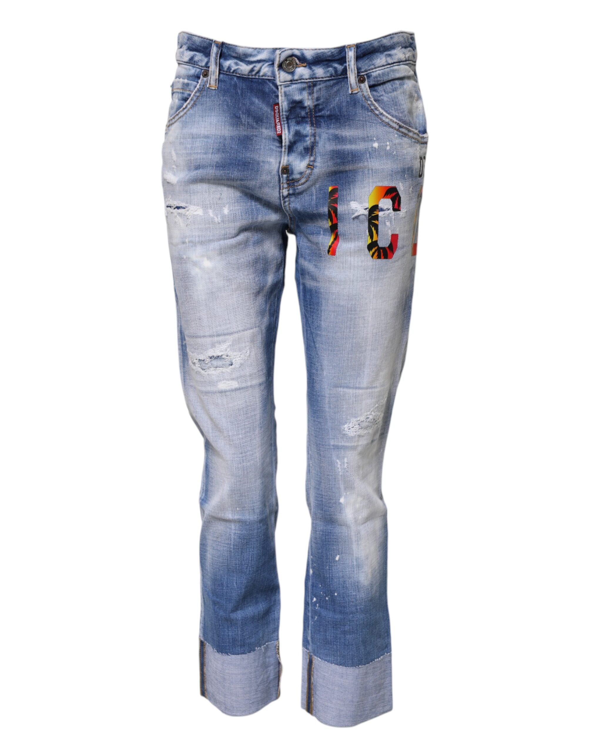 Blue Washed Cotton Mid Waist Skinny Denim JeansDSQUARED2 Gorgeous brand new, 100% Authentic DSQUARED2 denim jeans. Color: Blue Model: Mid waist skinny jeans Material: 99% Cotton 1% Elastane Zipper closure Logo details Made in Italy Very exclusive and high