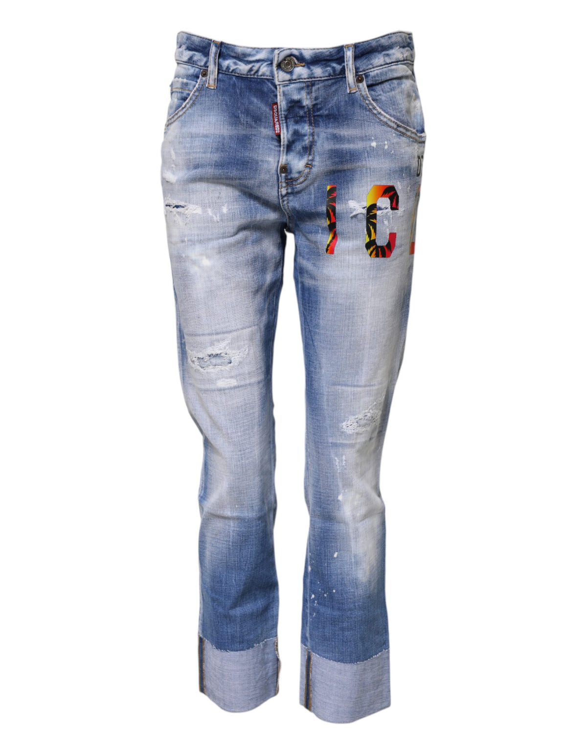 Jean skinny en denim délavé bleu en coton taille mi-haute Dsquared²