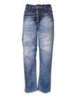 Blue Tattered Cotton Mid Waist Straight Denim JeansDSQUARED2 Gorgeous brand new, 100% Authentic DSQUARED2 denim jeans. Color: Blue Model: Mid waist straight jeans Material: 92% Cotton 6% Elastomultiester 2% Elastane Button closure Logo details Made in Ita
