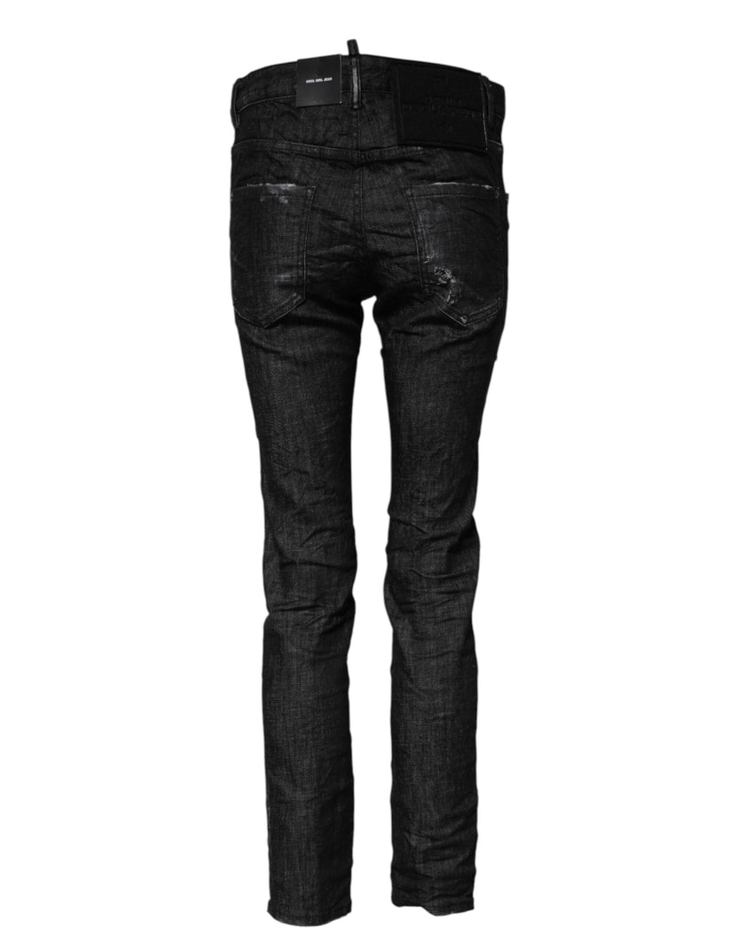 Black Washed Cotton Mid Waist Skinny JeansDSQUARED2 Gorgeous brand new, 100% Authentic DSQUARED2 denim jeans. Color: Black Model: Mid waist skinny jeans Material: 99% Cotton 1% Elastane Zipper closure Logo details Made in Italy Very exclusive and high cra